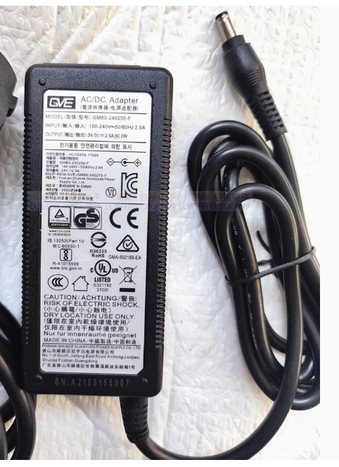 100% Brand New & High Quality GVE 24V 2.5A AC Adapter GM60-240250-F Power Supply Charger